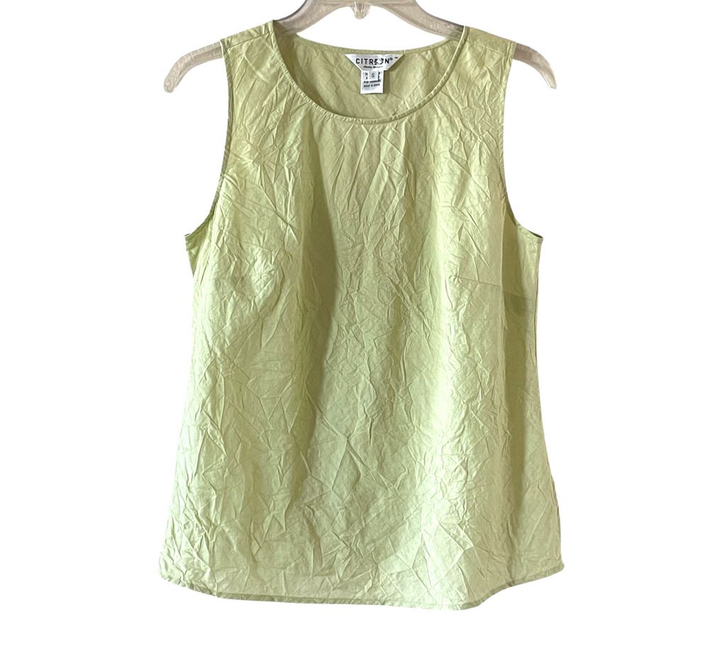 CITRON SANTA MONICA Size Small Lime Crinkled Pullover Sleeveless Tank Top Women